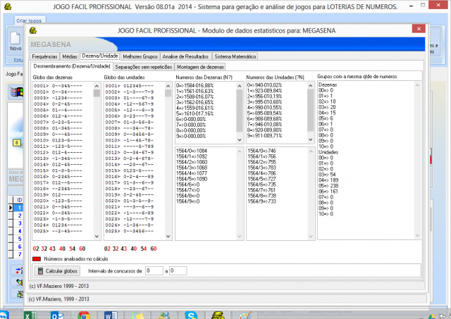 Tela de analise dezena x unidade