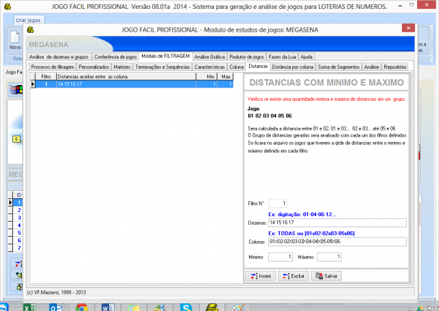 Filtro de distancia de colunas