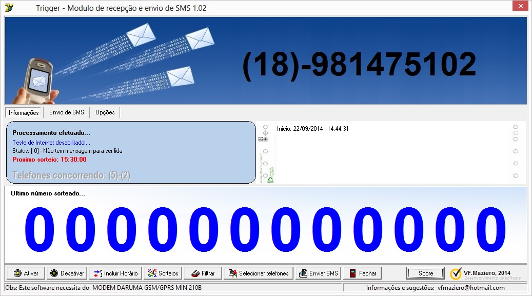 Tela principal do software